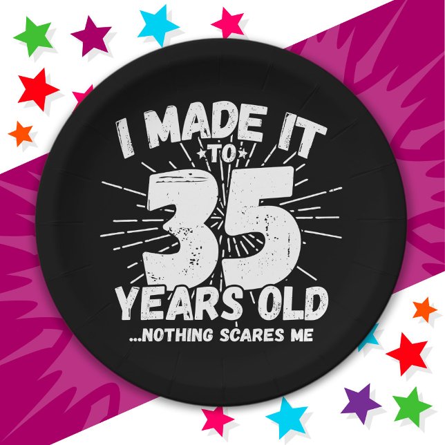 35 Year Old Sarcastic Meme Funny 35th Birthday Paper Plate (Creator Uploaded)