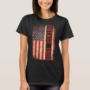 35 Year Old Vintage 1988 American Flag 35th Birth T-Shirt