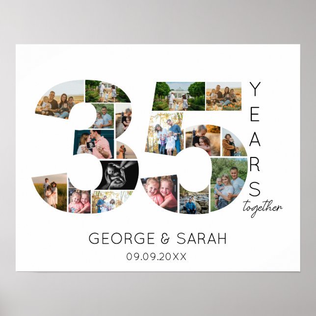 35 Years Married Photo Collage Wedding Anniversary Poster (Front)