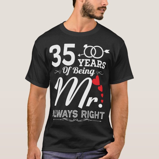 35 Years Of Being Mr. Husband 35th  Anniversary T-Shirt (Front)