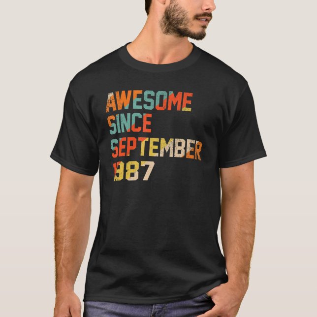 35 Years Old  Awesome Since September 1987 35th 10 T-Shirt (Front)