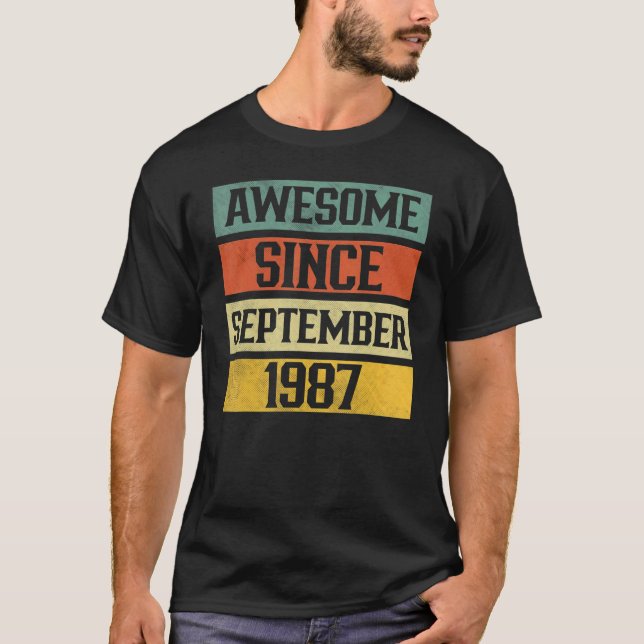 35 Years Old  Awesome Since September 1987 35th 6 T-Shirt (Front)