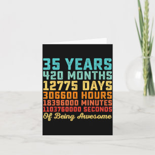35 Years Old Birthday Quote Funny 35th B-Day Math Card