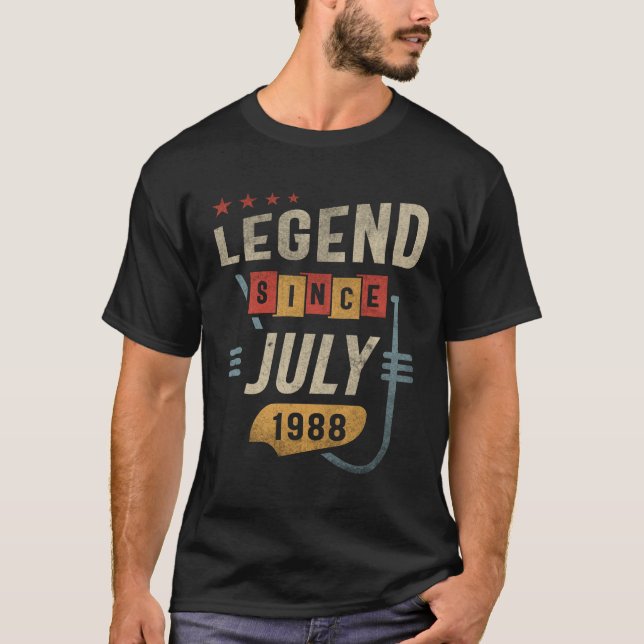 35 Years Old Legend Since July 1988 35th Birthday T-Shirt (Front)