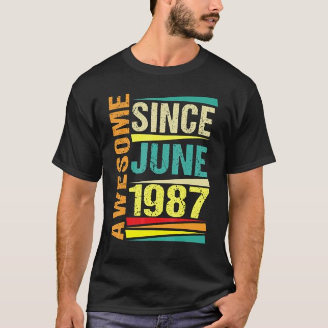 35 Years Old  Legend Since June 1987 35th Birthday T-Shirt (Front)