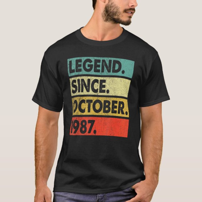 35 Years Old  Legend Since October 1987 35th Birth T-Shirt (Front)