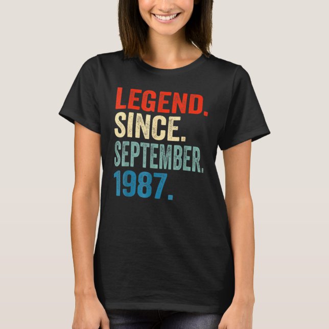 35 Years Old  Legend Since September 1987 35th Bir T-Shirt (Front)