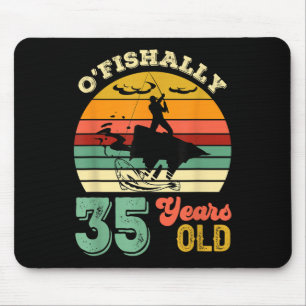 35 Years Old Thirty-five Grandpa Fish 35th Birthda Mouse Pad
