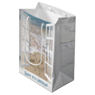 35th Anniversary Beach Hearts  Medium Gift Bag