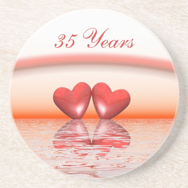35th Anniversary Coral Hearts Coaster (Front)