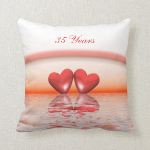 35th Anniversary Coral Hearts Cushion