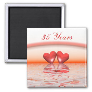 35th Anniversary Coral Hearts Magnet