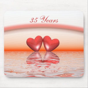 35th Anniversary Coral Hearts Mouse Pad