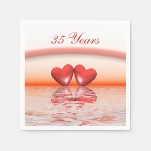 35th Anniversary Coral Hearts Napkin