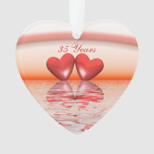 35th Anniversary Coral Hearts Ornament