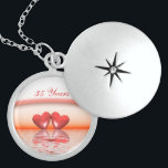 35th Anniversary Coral Hearts Sterling Silver Necklace<br><div class="desc">Locket with my image of two coral hearts floating on the water under a rainbow. Customisable text says "35 Years".</div>