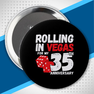 35th Anniversary Married 35 Years Las Vegas Trip 10 Cm Round Badge
