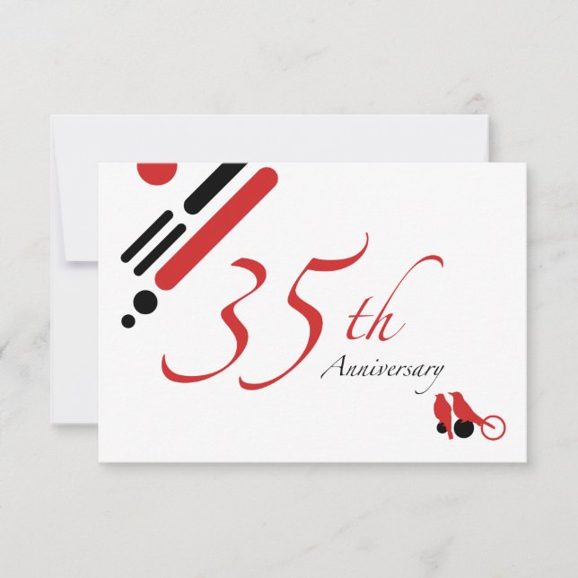 35th Anniversary (mod birds) Invitation (Front)