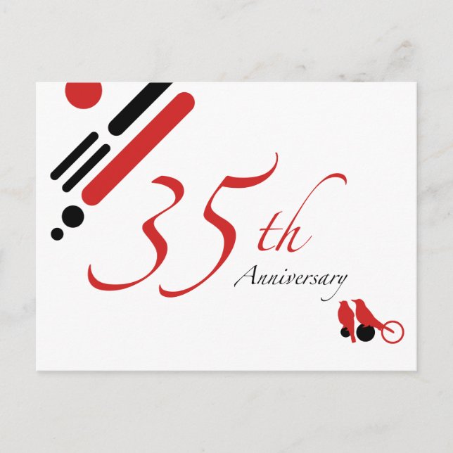 35th Anniversary (mod birds) Postcard (Front)