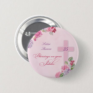 35th Anniversary of Religious Life Catholic Nun 6 Cm Round Badge