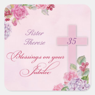 35th Anniversary of Religious Life Catholic Nun Square Sticker
