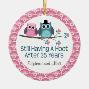 35th Anniversary Owl Personalised Ornament Gift