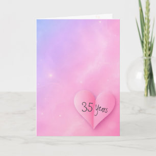 35th Anniversary Pink Folded Heart Card
