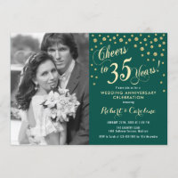 35th Anniversary with Photo - Gold Emerald Green