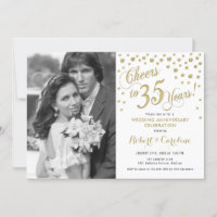 35th Anniversary with Photo - Gold White