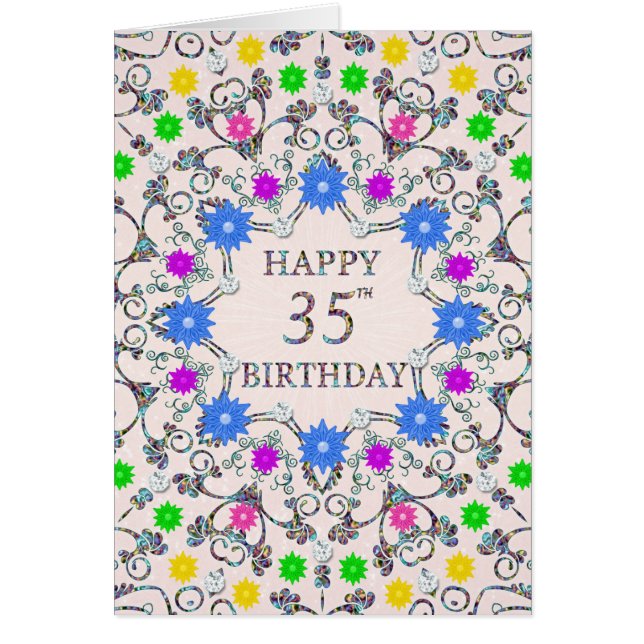 35th Birthday Abstract Flowers  (Front)