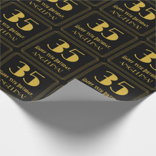 35th Birthday ~ Art Deco Inspired Look "35", Name Wrapping Paper