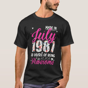 35th Birthday Awesome Since July 1987 Floral T-Shirt
