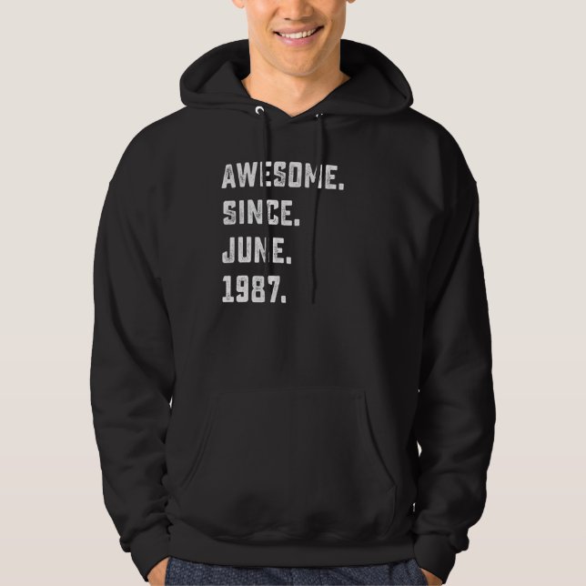 35th Birthday  Awesome Since June 1987 35 Years Ol Hoodie (Front)