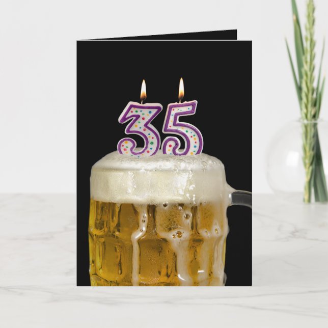 35th Birthday Beer on black Card (Front)