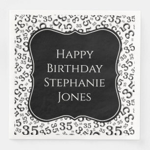 35th Birthday Black/White Bracket Number Pattern Napkin