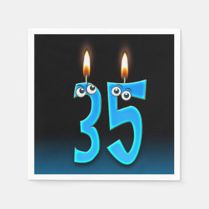 35th birthday candle with eyeballs napkin