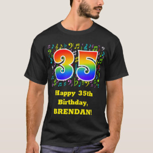 35th Birthday: Colourful Music Symbols, Rainbow 35 T-Shirt