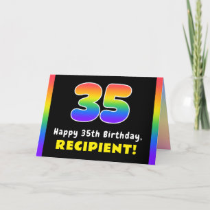 35th Birthday: Colourful Rainbow # 35, Custom Name Card