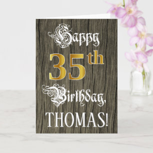 35th Birthday: Faux Gold Look + Faux Wood Pattern Card