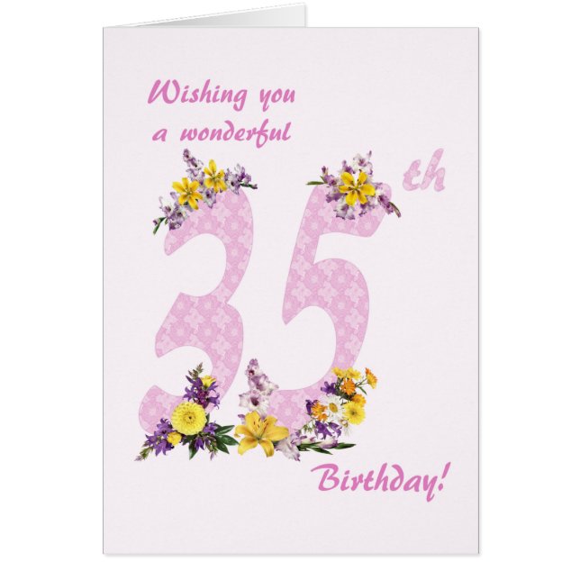 35th Birthday Flower Decorated Numbers (Front)