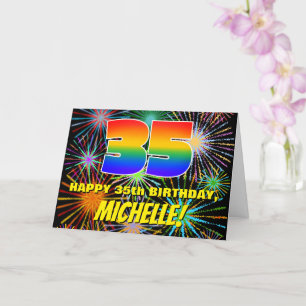 35th Birthday: Fun, Colourful Celebratory Firework Card