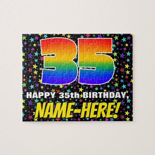 35th Birthday — Fun, Colourful Star Field Pattern Jigsaw Puzzle (Horizontal)