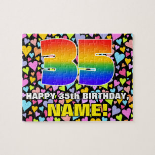 35th Birthday — Fun, Loving Heart Shapes + “35” Jigsaw Puzzle