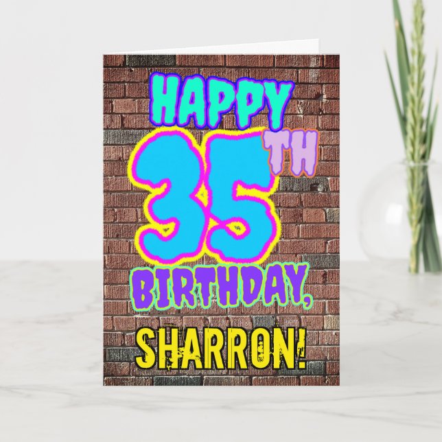 35th Birthday - Fun, Urban Graffiti Inspired Look Card (Front)