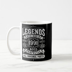 35th Birthday Gifts Vintage Legends Born In 1991 Coffee Mug
