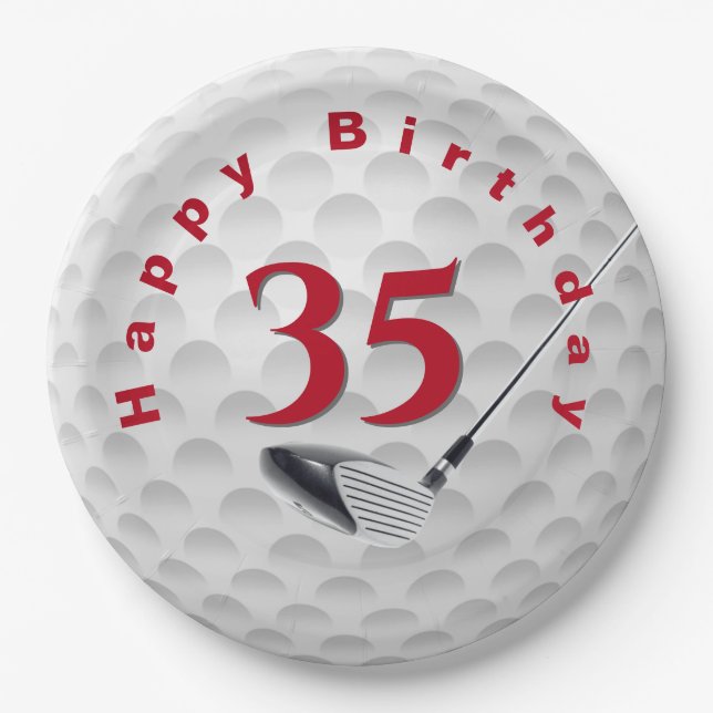 35th Birthday Golf Ball Design Paper Plate (Front)