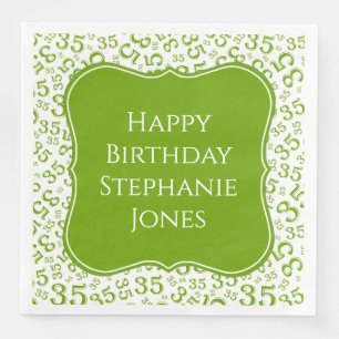35th Birthday Green/White Bracket Number Pattern Napkin