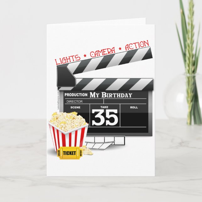 35th Birthday Hollywood Movie Party Card (Front)