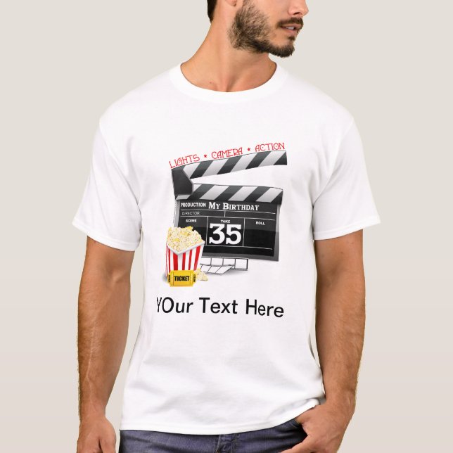 35th Birthday Hollywood Movie Party T-Shirt (Front)