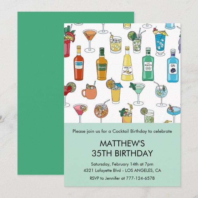 35th birthday invitations Cocktail Contemporary (Front/Back)